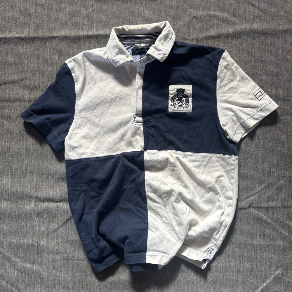 Tommy Hilfiger navy & white polo shirt - S